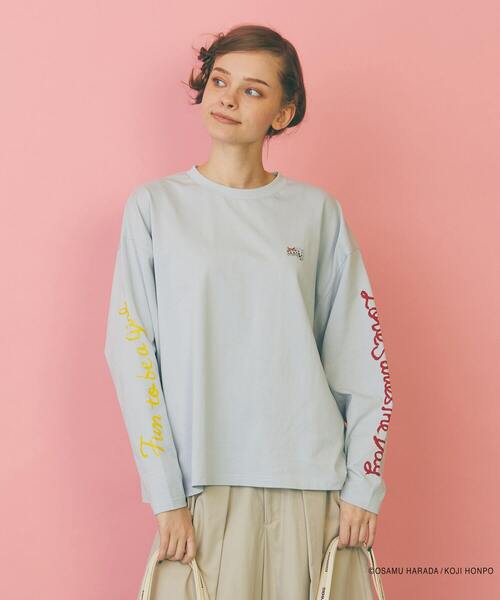 FRAPBOIS（フラボア）の「OSAMU GOODS ドルマンL/ST（Tシャツ/カットソー・レディース・ブルー/ホワイト・1）」の2枚目の写真