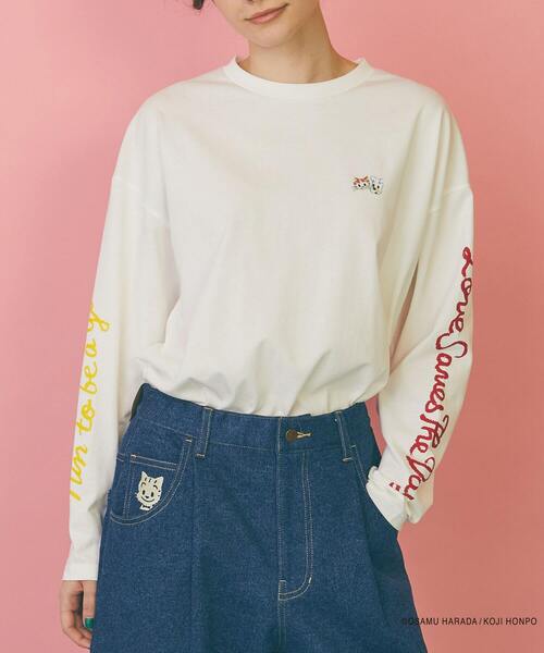 FRAPBOIS（フラボア）の「OSAMU GOODS ドルマンL/ST（Tシャツ/カットソー・レディース・ブルー/ホワイト・1）」の4枚目の写真