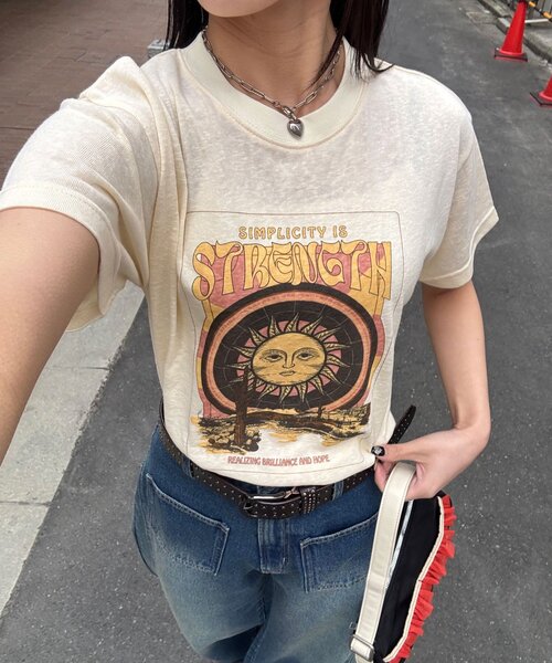 CIAOPANIC（チャオパニック）の「ヴィンテージライクスラブTee（Tシャツ/カットソー・レディース・オフホワイト/ホワイト/アイボリー・ONE SIZE）」の3枚目の写真