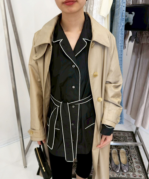 EDIT. FOR LULU(エディットフォールル)の「タフタパジャマシャツ(シャツ/ブラウス・レディース・ブラック・FREE)」の16枚目の写真