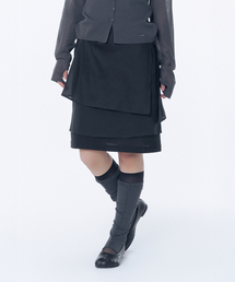 Sheer layered midi skirt  BLACK