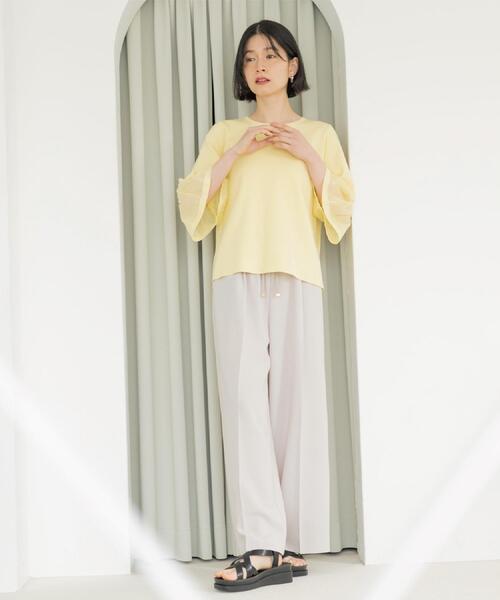 【極美品・近年】WWS　セットアップ　ストレッチ　洗える　防シワ　イージーケア ストレッチ／防シワ／洗濯機OK】美脚イージーワイドパンツ《SS～LL