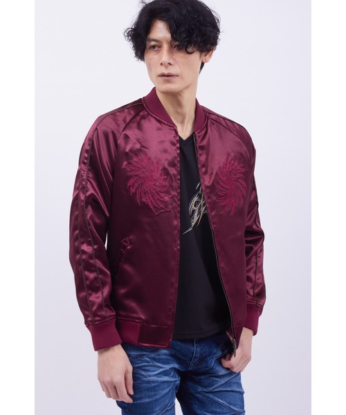 TORNADO MART(トルネードマート)の「TORNADO MART∴トライバルフェニックススカジャン(ブルゾン・メンズ・ブラック/ボルドー・M/L/LL/XXL)」の2枚目の写真