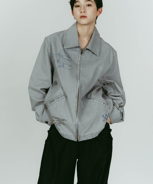 Knuth Marf(クヌースマーフ)の「Knuth Marf embroidered jacket(その他アウター・レディース・ブルー/ベージュ・FREE)」の2枚目の写真