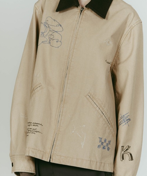 Knuth Marf(クヌースマーフ)の「Knuth Marf embroidered jacket(その他アウター・レディース・ブルー/ベージュ・FREE)」の4枚目の写真
