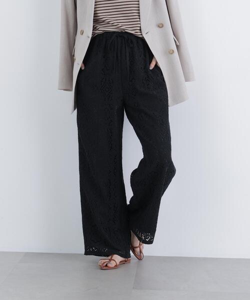 N.(N. Natural Beauty Basic)(エヌエヌナチュラルビューティーベーシック)の「レースイージーパンツ(その他パンツ・レディース・ブラック/オフホワイト・MEDIUM/P/S)」の4枚目の写真