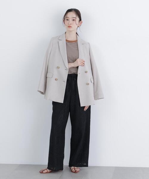 N.(N. Natural Beauty Basic)(エヌエヌナチュラルビューティーベーシック)の「レースイージーパンツ(その他パンツ・レディース・ブラック/オフホワイト・MEDIUM/P/S)」の5枚目の写真