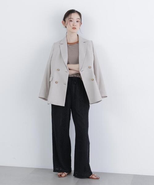 N.(N. Natural Beauty Basic)(エヌエヌナチュラルビューティーベーシック)の「レースイージーパンツ(その他パンツ・レディース・ブラック/オフホワイト・MEDIUM/P/S)」の6枚目の写真