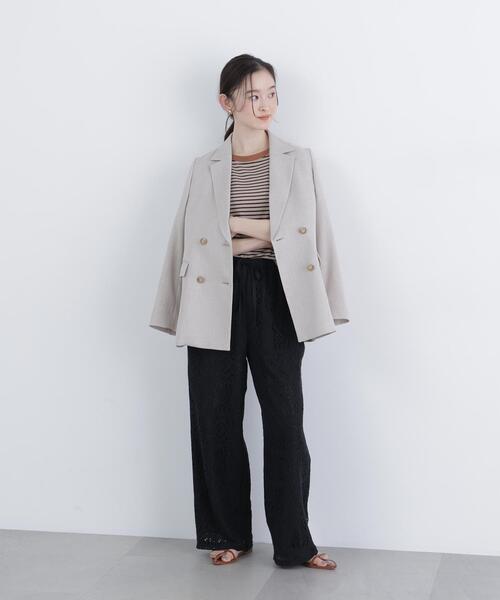N.(N. Natural Beauty Basic)(エヌエヌナチュラルビューティーベーシック)の「レースイージーパンツ(その他パンツ・レディース・ブラック/オフホワイト・MEDIUM/P/S)」の9枚目の写真