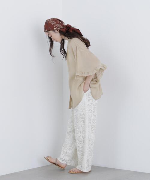 N.(N. Natural Beauty Basic)(エヌエヌナチュラルビューティーベーシック)の「レースイージーパンツ(その他パンツ・レディース・ブラック/オフホワイト・MEDIUM/P/S)」の15枚目の写真