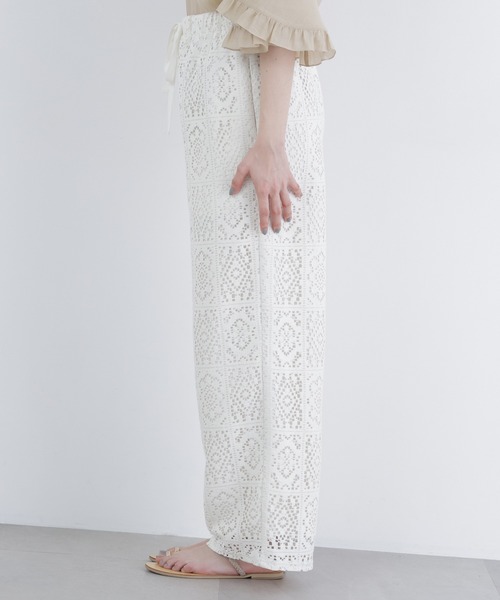 N.（N. Natural Beauty Basic）（エヌエヌナチュラルビューティーベーシック）の「レースイージーパンツ（その他パンツ・レディース・ブラック/オフホワイト・MEDIUM/P/S）」の13枚目の写真