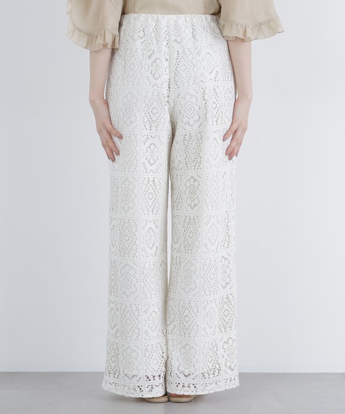 N.（N. Natural Beauty Basic）（エヌエヌナチュラルビューティーベーシック）の「レースイージーパンツ（その他パンツ・レディース・ブラック/オフホワイト・MEDIUM/P/S）」の14枚目の写真
