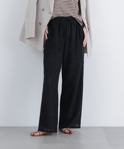 N.（N. Natural Beauty Basic）（エヌエヌナチュラルビューティーベーシック）の「レースイージーパンツ（その他パンツ・レディース・ブラック/オフホワイト・MEDIUM/P/S）」の19枚目の写真