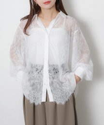 Riberry | 裾スカラップレースシアーシャツ(シャツ/ブラウス)