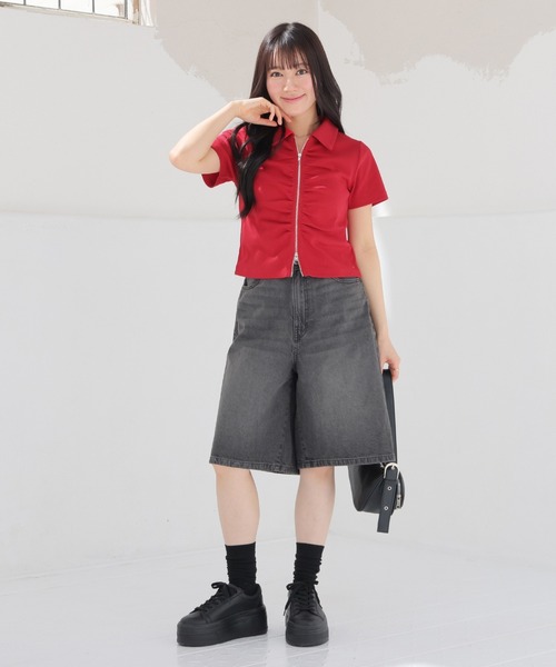 Honeys(ハニーズ)の「デニムハーフパンツ(デニムパンツ・レディース・ブルー系その他3/ブラック系その他/ライトグレー/ブルー系その他・L/LL/M/S/SS)」の6枚目の写真