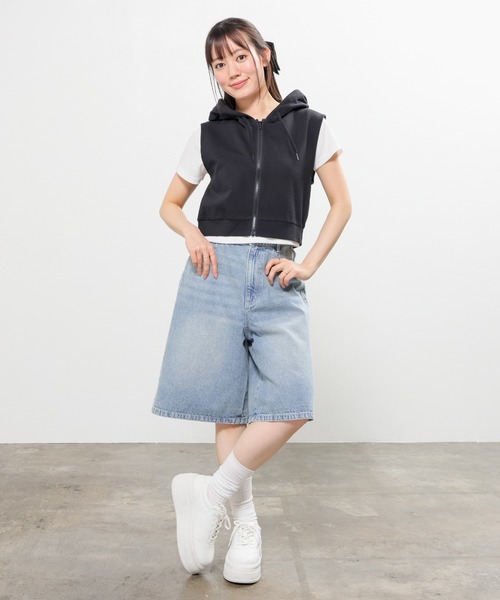 Honeys(ハニーズ)の「デニムハーフパンツ(デニムパンツ・レディース・ブルー系その他3/ブラック系その他/ライトグレー/ブルー系その他・L/LL/M/S/SS)」の11枚目の写真