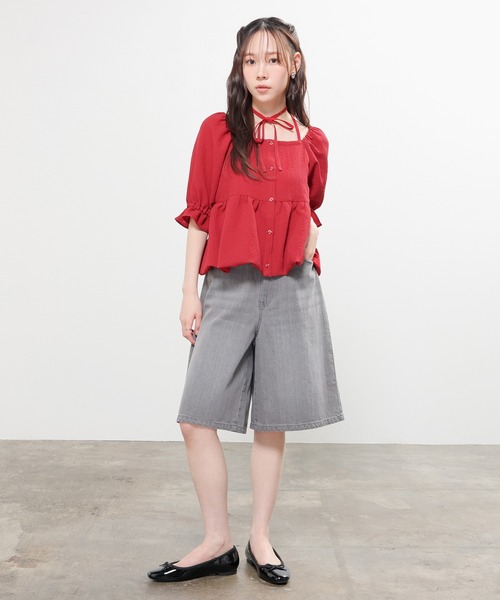 Honeys(ハニーズ)の「デニムハーフパンツ(デニムパンツ・レディース・ブルー系その他3/ブラック系その他/ライトグレー/ブルー系その他・L/LL/M/S/SS)」の14枚目の写真