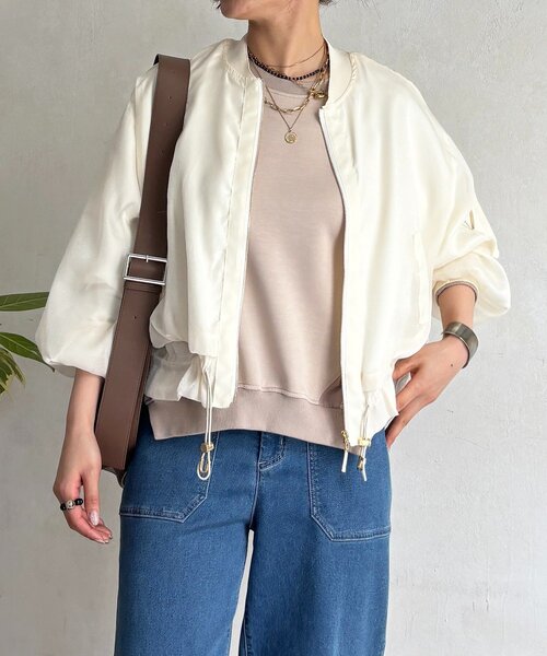 un dix cors（アンディコール）の「光沢シアーブルゾン（ブルゾン・レディース・ベージュ/ブラック/オフホワイト・FREE）」の2枚目の写真