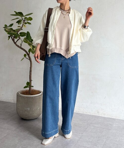 un dix cors（アンディコール）の「光沢シアーブルゾン（ブルゾン・レディース・ベージュ/ブラック/オフホワイト・FREE）」の6枚目の写真