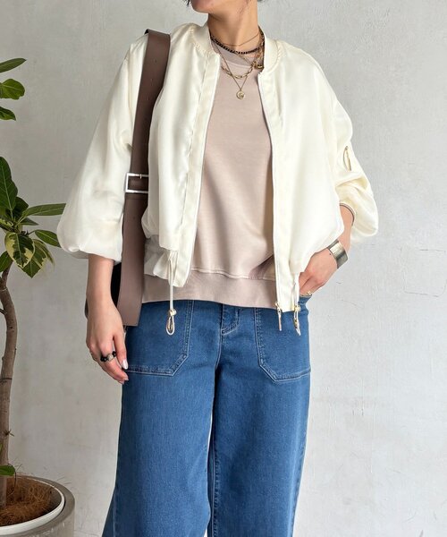 un dix cors（アンディコール）の「光沢シアーブルゾン（ブルゾン・レディース・ベージュ/ブラック/オフホワイト・FREE）」の7枚目の写真