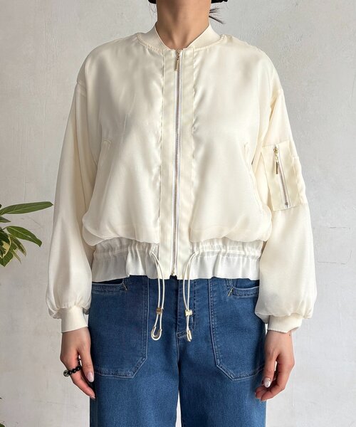 un dix cors（アンディコール）の「光沢シアーブルゾン（ブルゾン・レディース・ベージュ/ブラック/オフホワイト・FREE）」の10枚目の写真