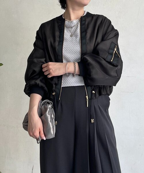 un dix cors（アンディコール）の「光沢シアーブルゾン（ブルゾン・レディース・ベージュ/ブラック/オフホワイト・FREE）」の21枚目の写真