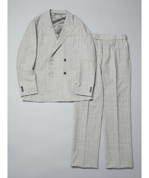 SUIT SQUARE（スーツスクエア）の「GOOVI／タックストレートパンツ／SUPER100'sウールトロピカル／ワイドストライプ（スーツパンツ・メンズ・ライトグレー・1/2/3）」の9枚目の写真