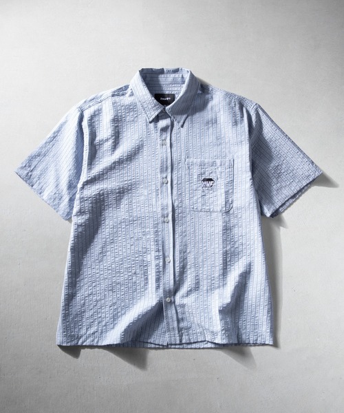 HUF(ハフ)の「BIG BLOCK STRIPED SHIRT(シャツ/ブラウス・メンズ・ライトブルー/ライトグリーン・S/M/L/XL/XXL)」の2枚目の写真