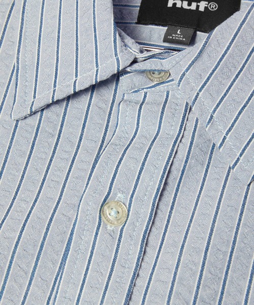 HUF(ハフ)の「BIG BLOCK STRIPED SHIRT(シャツ/ブラウス・メンズ・ライトブルー/ライトグリーン・S/M/L/XL/XXL)」の5枚目の写真