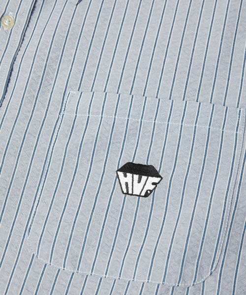 HUF(ハフ)の「BIG BLOCK STRIPED SHIRT(シャツ/ブラウス・メンズ・ライトブルー/ライトグリーン・S/M/L/XL/XXL)」の4枚目の写真