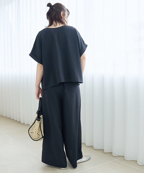 coen（コーエン）の「【再入荷/新色登場】【接触冷感/UVカット/セットアイテム】リネンタッチTブラウスセットアップ（セットアップ・レディース・ブラック/ダークグレー/ベージュ/ブラウン・M/L）」の13枚目の写真