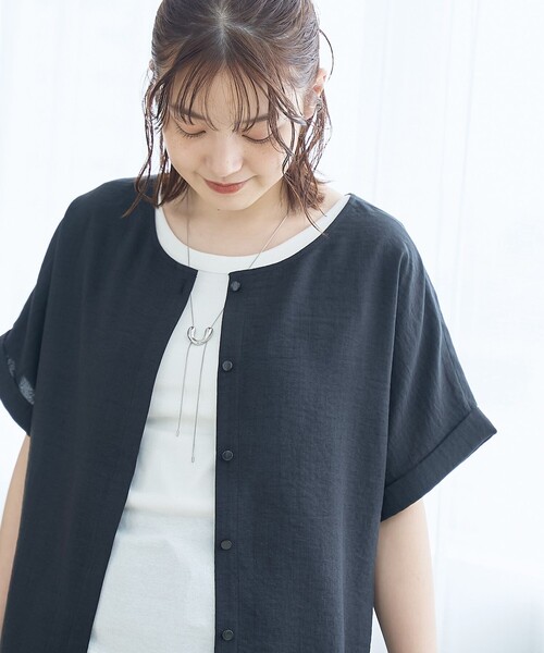 coen（コーエン）の「【再入荷/新色登場】【接触冷感/UVカット/セットアイテム】リネンタッチTブラウスセットアップ（セットアップ・レディース・ブラック/ダークグレー/ベージュ/ブラウン・M/L）」の15枚目の写真