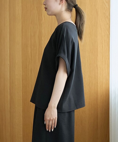 coen（コーエン）の「【再入荷/新色登場】【接触冷感/UVカット/セットアイテム】リネンタッチTブラウスセットアップ（セットアップ・レディース・ブラック/ダークグレー/ベージュ/ブラウン・M/L）」の8枚目の写真