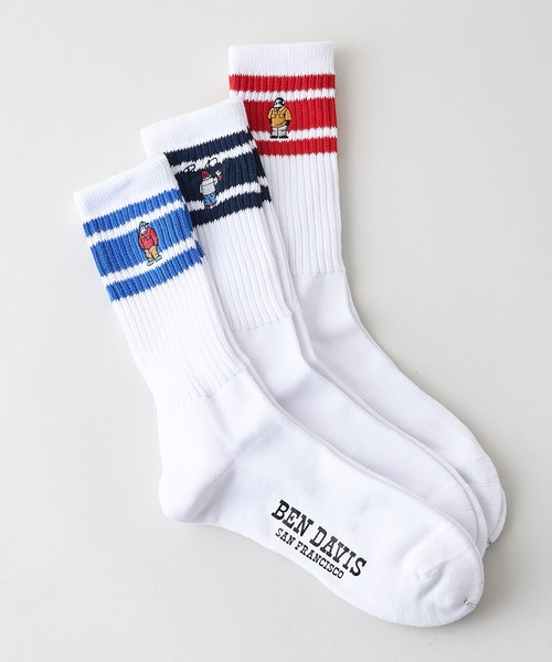 BEN DAVIS(ベンデイビス)の「【BEN DAVIS/ベンデイビス】BEN 3P刺繍ソックス_9929 3足組 ゴリラ刺繍 ストリート スケーター アメカジ ワーク 古着ミックス 25cm~27cm(ソックス/靴下・メンズ・ホワイト・FREE)」の2枚目の写真