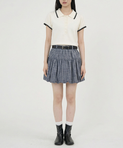 VIVID LADY（ビビッドレディー）の「ポロシャツ ヘンリーネック ニットトップス 半袖（ニット/セーター・レディース・クリーム/グレー/ネイビー/ブルー・FREE）」の7枚目の写真