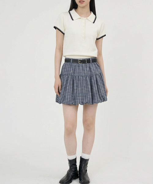 VIVID LADY（ビビッドレディー）の「ポロシャツ ヘンリーネック ニットトップス 半袖（ニット/セーター・レディース・クリーム/グレー/ネイビー/ブルー・FREE）」の9枚目の写真