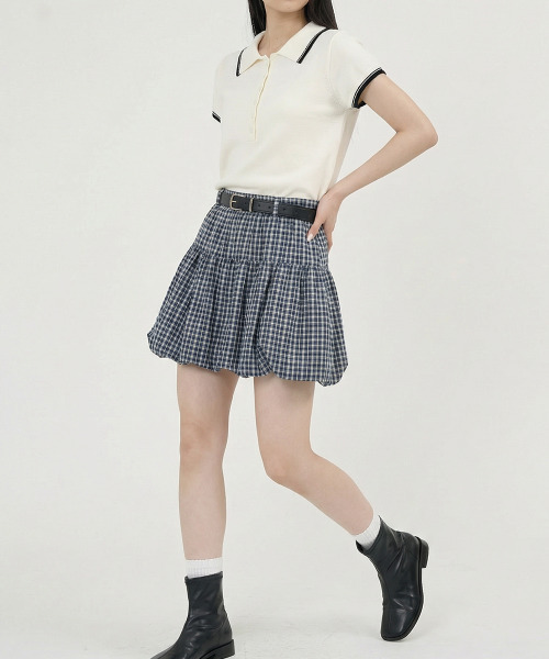 VIVID LADY（ビビッドレディー）の「ポロシャツ ヘンリーネック ニットトップス 半袖（ニット/セーター・レディース・クリーム/グレー/ネイビー/ブルー・FREE）」の10枚目の写真