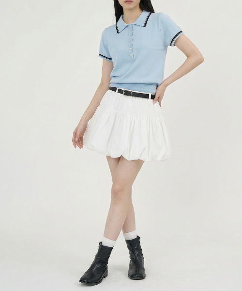 VIVID LADY（ビビッドレディー）の「ポロシャツ ヘンリーネック ニットトップス 半袖（ニット/セーター・レディース・クリーム/グレー/ネイビー/ブルー・FREE）」の13枚目の写真