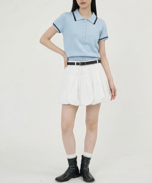 VIVID LADY（ビビッドレディー）の「ポロシャツ ヘンリーネック ニットトップス 半袖（ニット/セーター・レディース・クリーム/グレー/ネイビー/ブルー・FREE）」の15枚目の写真