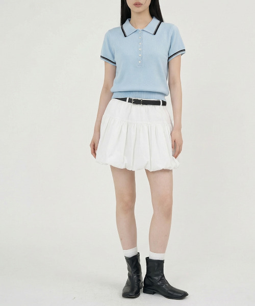 VIVID LADY（ビビッドレディー）の「ポロシャツ ヘンリーネック ニットトップス 半袖（ニット/セーター・レディース・クリーム/グレー/ネイビー/ブルー・FREE）」の16枚目の写真