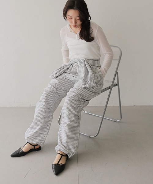 cheriella(シェリエラ)の「【cheriella】チェック柄レイヤードイージーパンツ CHECK LAYERED EASY PANTS(その他パンツ・レディース・アイボリー/グレー・FREE)」の7枚目の写真