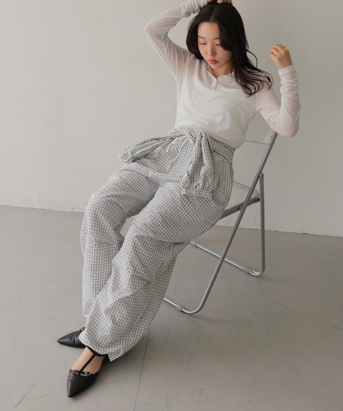 cheriella(シェリエラ)の「【cheriella】チェック柄レイヤードイージーパンツ CHECK LAYERED EASY PANTS(その他パンツ・レディース・アイボリー/グレー・FREE)」の19枚目の写真