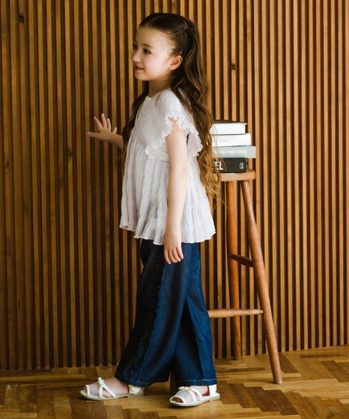 BRANSHES（ブランシェス）の「インナー付きシャーリングチュニック（シャツ/ブラウス・キッズ・クリーム/ラベンダー・150/130/110/140/120/100/90）」の12枚目の写真