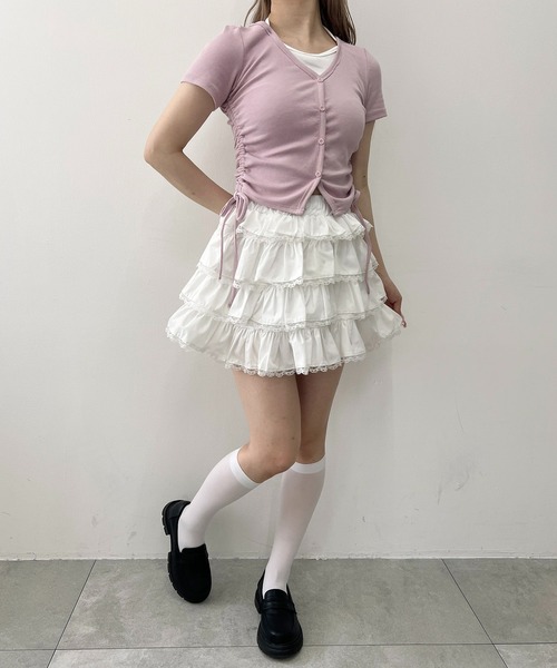 PHILLY（フィリー）の「チョーカーレイヤード半袖トップス（Tシャツ/カットソー・レディース・ピンク/グレー/ブラック・FREE）」の7枚目の写真