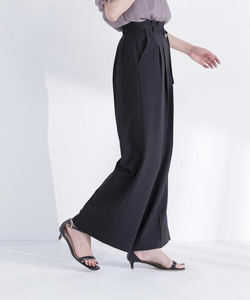 NATURAL BEAUTY BASIC（ナチュラルビューティーベーシック）の「ダブルベルトワイドパンツ（その他パンツ・レディース・ブラック/オフホワイト/ブルー・P/S/MEDIUM/SMALL）」の6枚目の写真