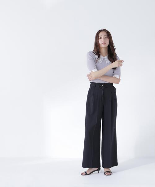 NATURAL BEAUTY BASIC（ナチュラルビューティーベーシック）の「ダブルベルトワイドパンツ（その他パンツ・レディース・ブラック/オフホワイト/ブルー・P/S/MEDIUM/SMALL）」の11枚目の写真