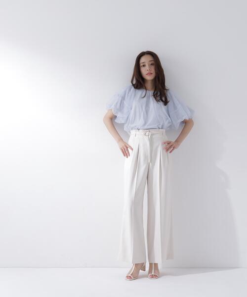NATURAL BEAUTY BASIC（ナチュラルビューティーベーシック）の「ダブルベルトワイドパンツ（その他パンツ・レディース・ブラック/オフホワイト/ブルー・P/S/MEDIUM/SMALL）」の16枚目の写真