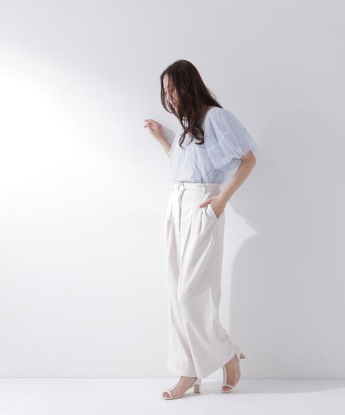 NATURAL BEAUTY BASIC（ナチュラルビューティーベーシック）の「ダブルベルトワイドパンツ（その他パンツ・レディース・ブラック/オフホワイト/ブルー・P/S/MEDIUM/SMALL）」の19枚目の写真