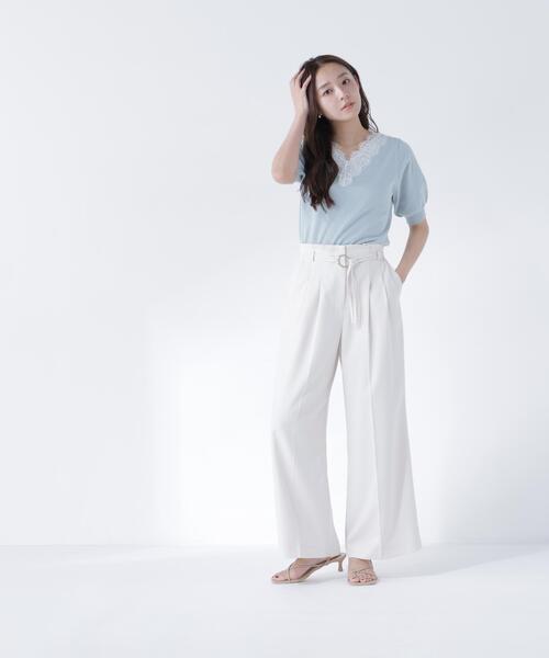 NATURAL BEAUTY BASIC(ナチュラルビューティーベーシック)の「ダブルベルトワイドパンツ(その他パンツ・レディース・ブラック/オフホワイト/ブルー・P/S/MEDIUM/SMALL)」の6枚目の写真