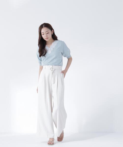NATURAL BEAUTY BASIC(ナチュラルビューティーベーシック)の「ダブルベルトワイドパンツ(その他パンツ・レディース・ブラック/オフホワイト/ブルー・P/S/MEDIUM/SMALL)」の7枚目の写真